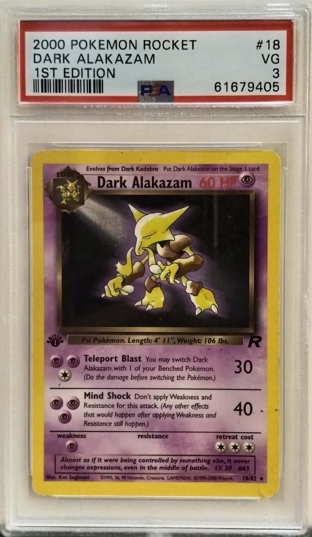 Dark Alakazam evolution set NM 1st edition