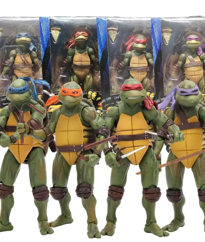 Ninja Turtles 1990 Movie 7" NECA TMNT Teenage Movable Action Figure - 4 PACK