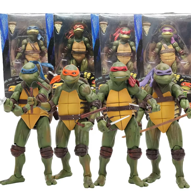 Ninja Turtles 1990 Movie 7" NECA TMNT Teenage Movable Action Figure - 4 PACK