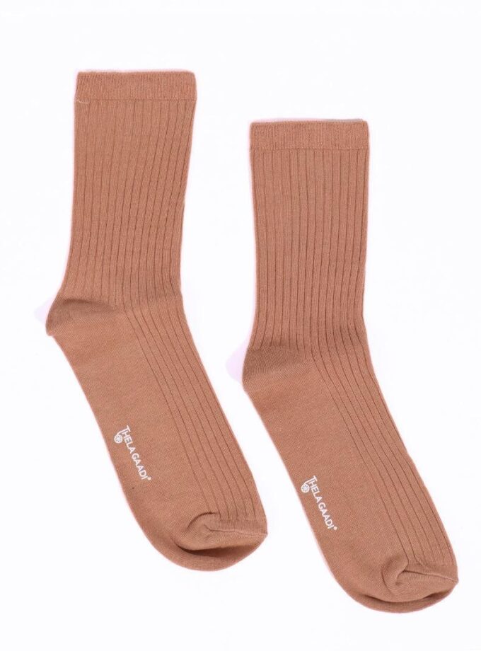Chocolate Solid Ribbed Socks