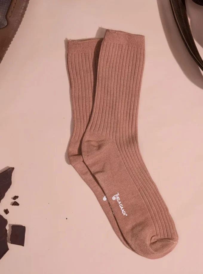 Chocolate Solid Ribbed Socks