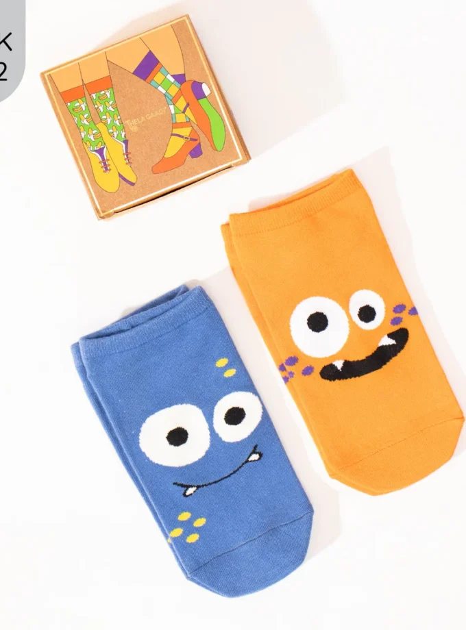 Comic Blue & Orange Monsters Socks