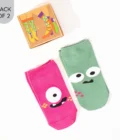 Comic Pink & Green Monsters Socks