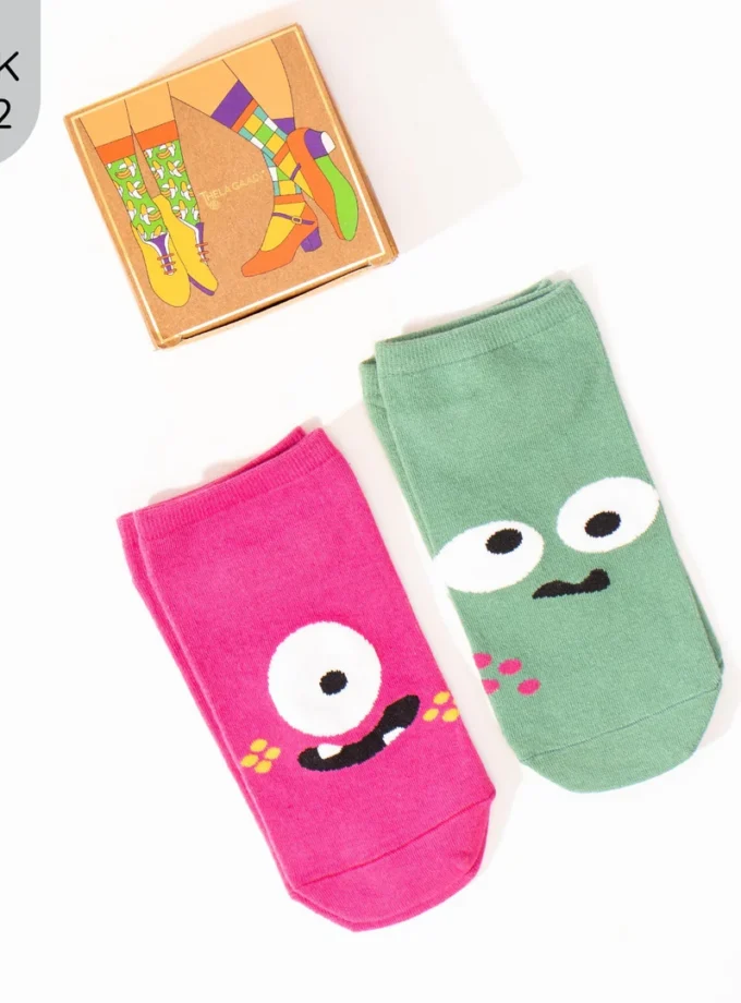 Comic Pink & Green Monsters Socks