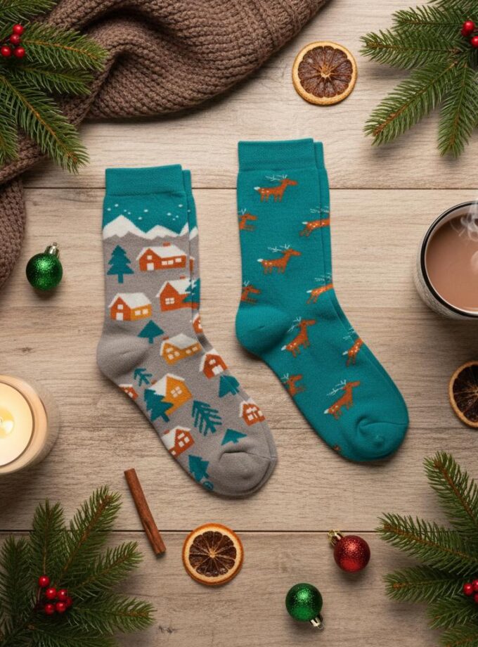Cozy Cabin Reindeer Socks