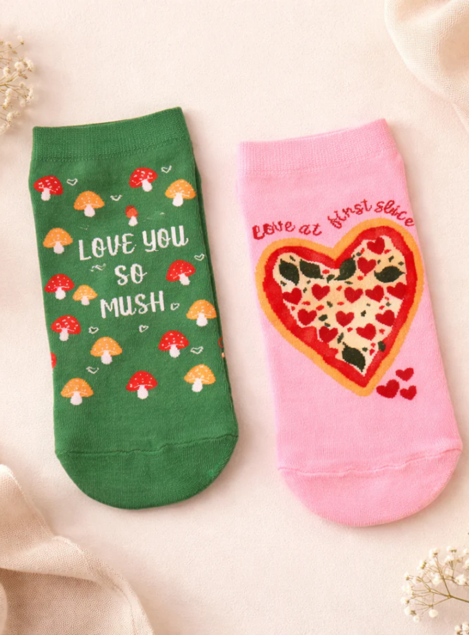 Mushroom Pizza Love Socks