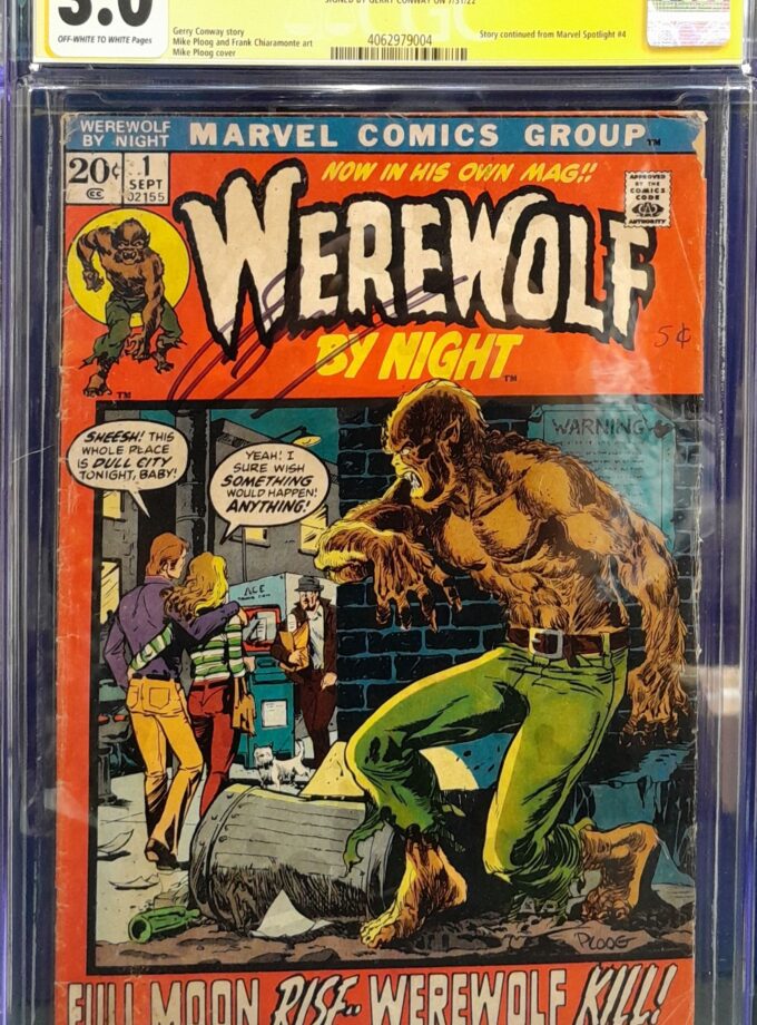 Werewolf By Night #1 CGC SS 3.0 Signed by Gerry Conway