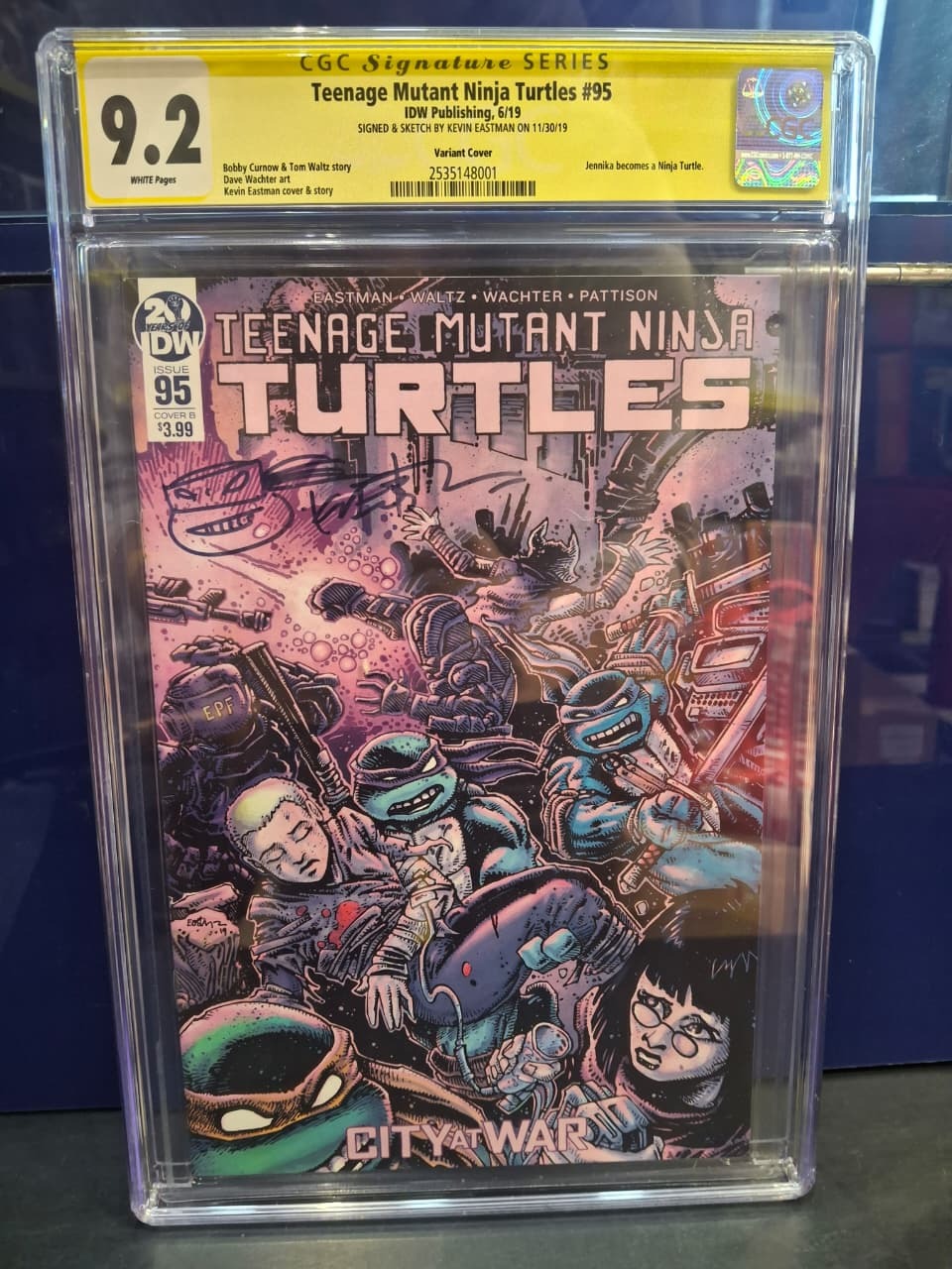 Teenage Mutant Ninja Turtles #95 CGC 9.2 SS Signed and Sketch by Kevin Eastman
