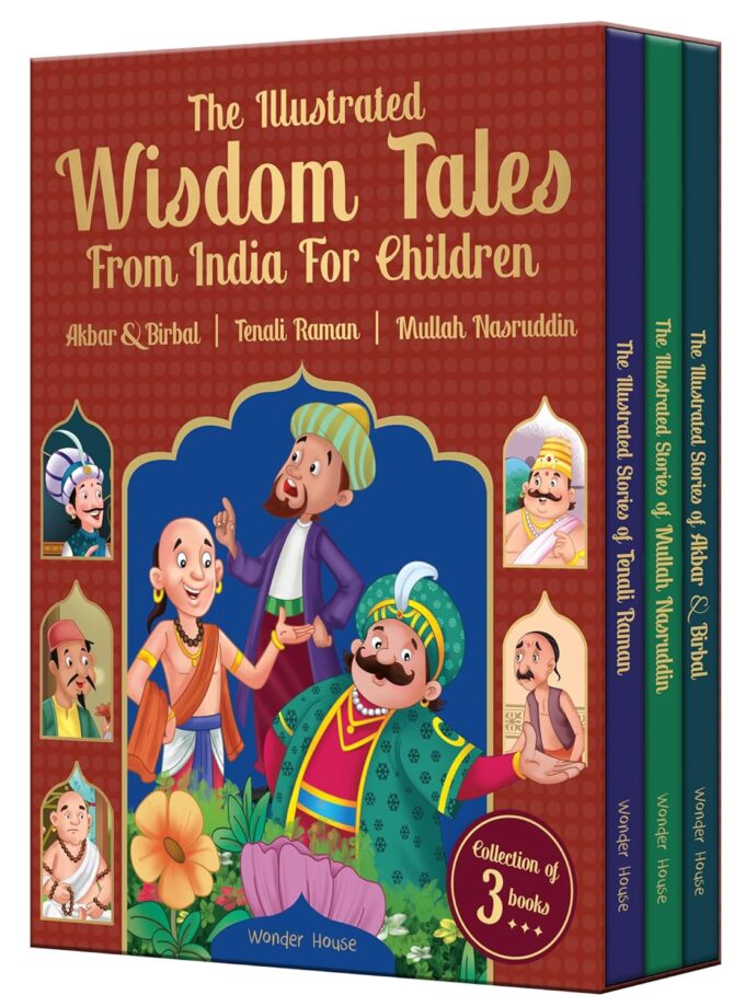 The Illustrated Wisdom Tales from India for Children -Tenali Rama, Akbar and Birbal, Mulla Nasruddin |Boxed set of 3 Books
