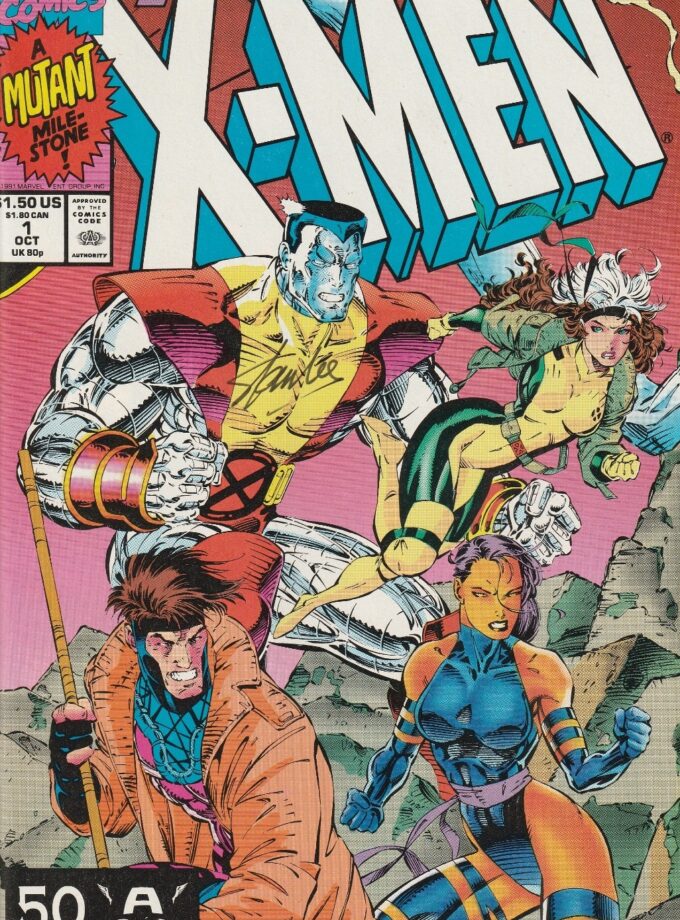 X-Men #1 Cover B Jim Lee Colossus Connecting CVR Signed by Stan Lee with CoA
