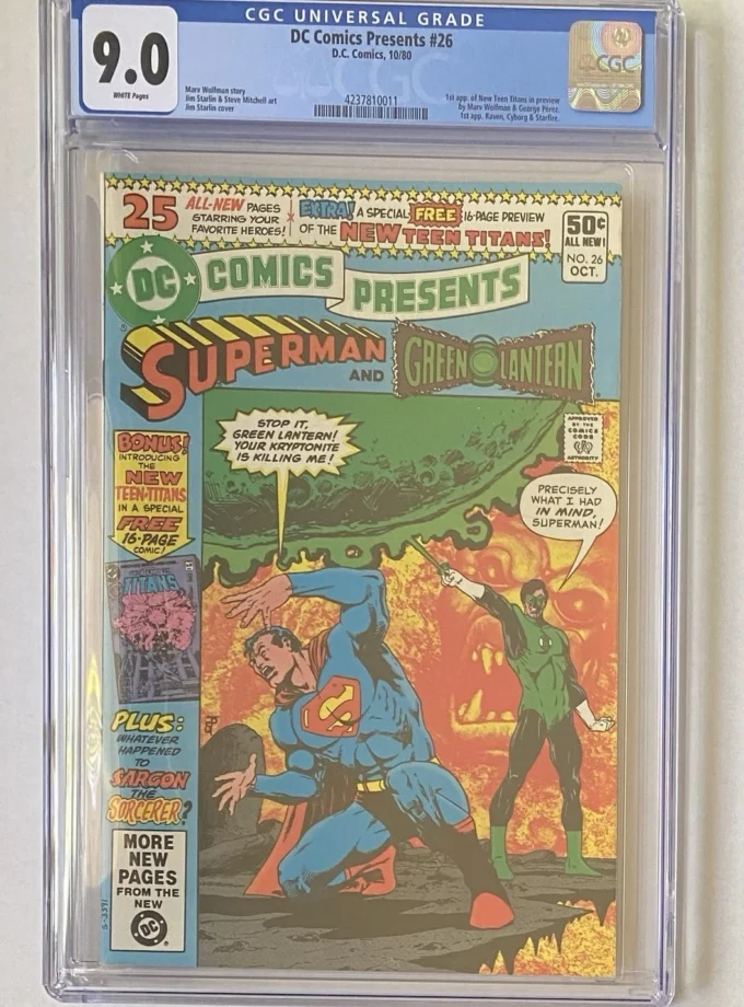 DC Comics Presents 26 CGC 9.0 VF/NM 1980 1st Appearance New Teen Titans