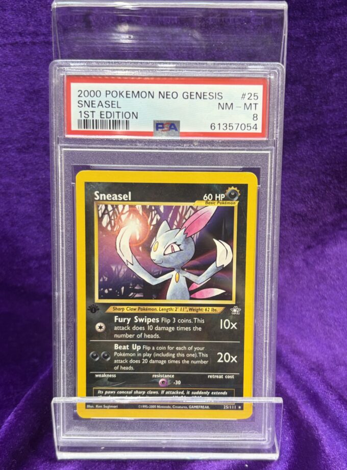 2000 Pokemon NEO Genesis Sneasel 1st Edition #25 PSA 8 NM - MT