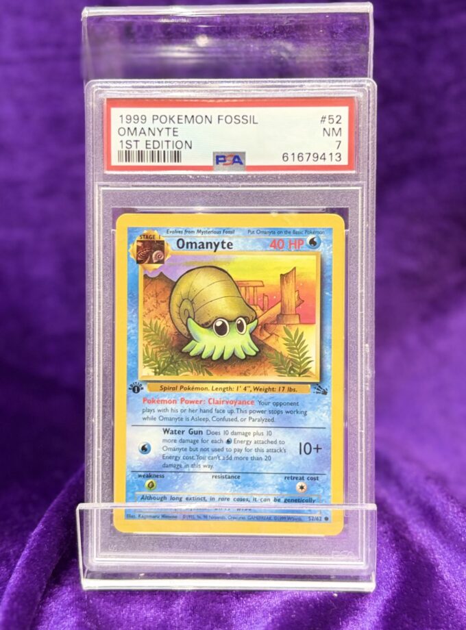 1999 Pokemon Fossil Omanyte 1st Edition #52 PSA 7 NM