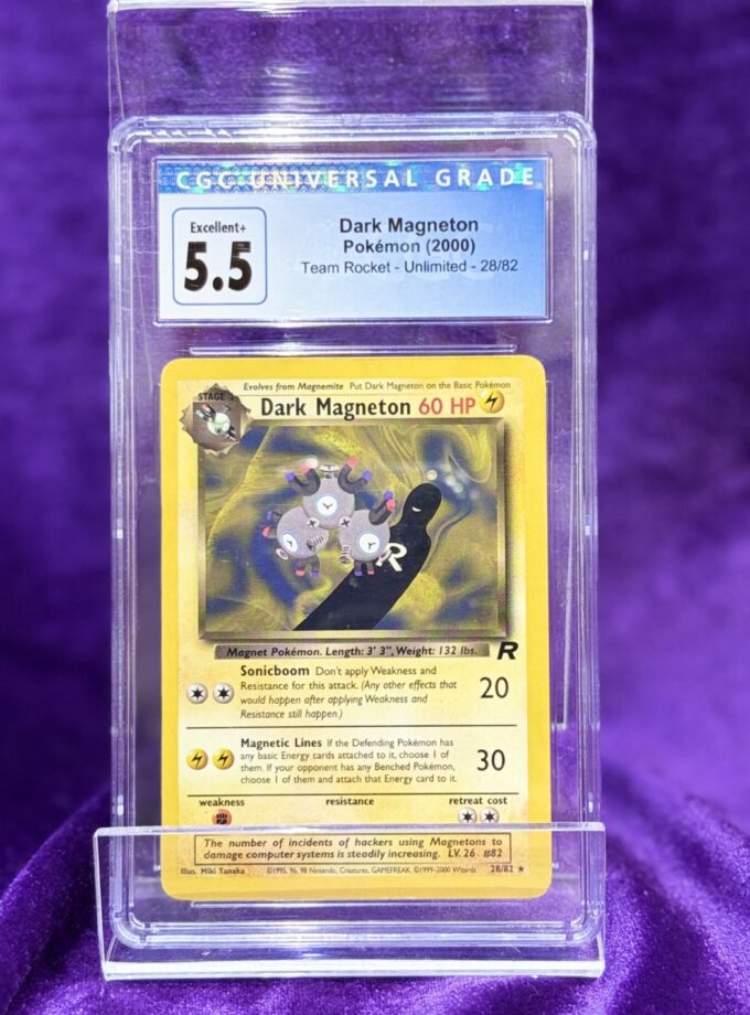Dark Magneton Pokemon (2000) Team Rocket - Unlimited - 28/82 CGC 5.5 Ex+